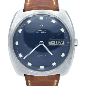 1969 Omega Automatic De Ville Day/Date with Matte Blue Dial in Stainless Steel Model 166.053
