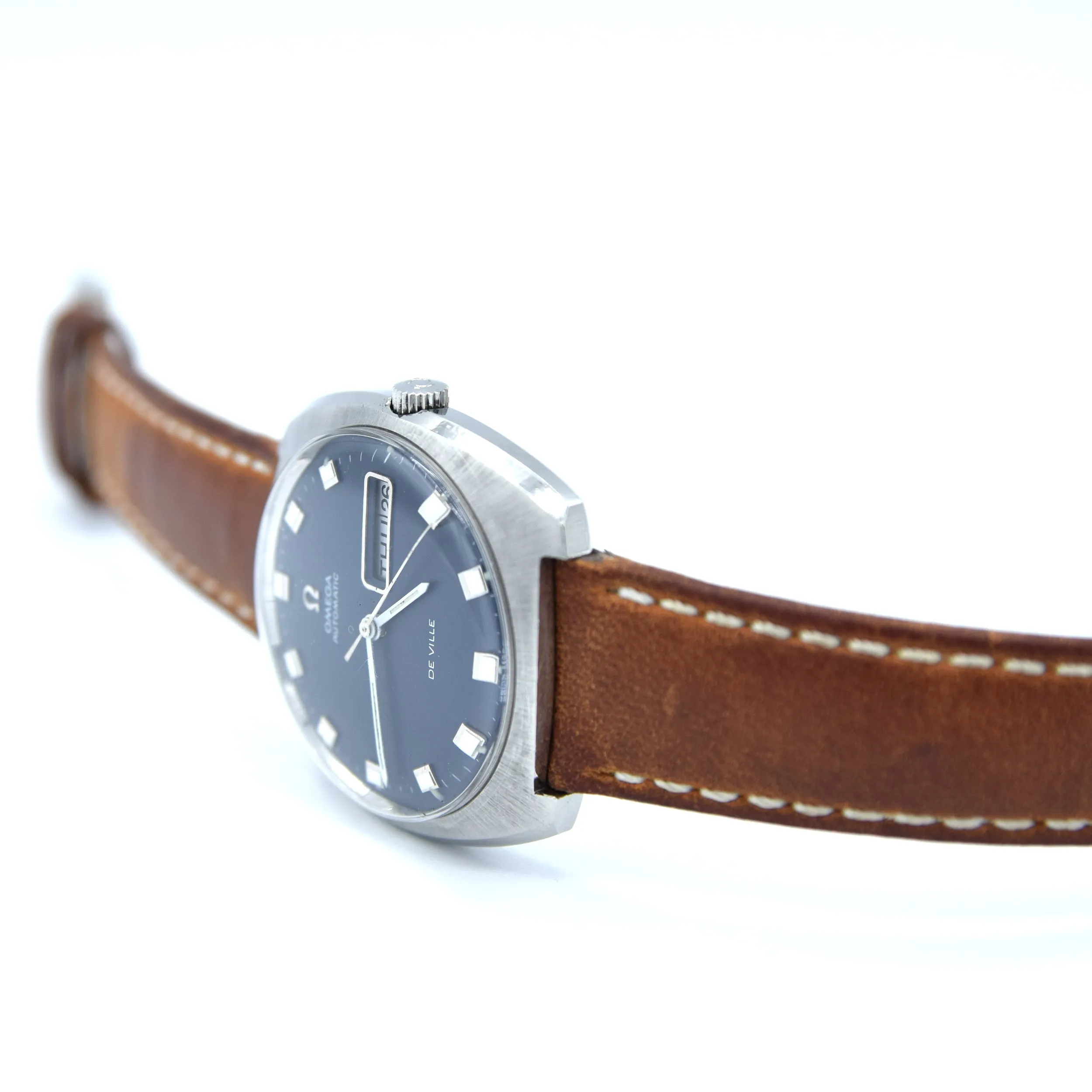 1969 Omega Automatic De Ville Day/Date with Matte Blue Dial in Stainless Steel Model 166.053