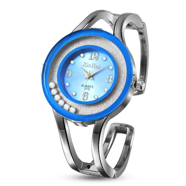 2017 XINHUA Fashion Watches Women Stainless Steel Bracelet Bangle Rhinestone Luxury Party Dress Female Clock Relogios Feminino