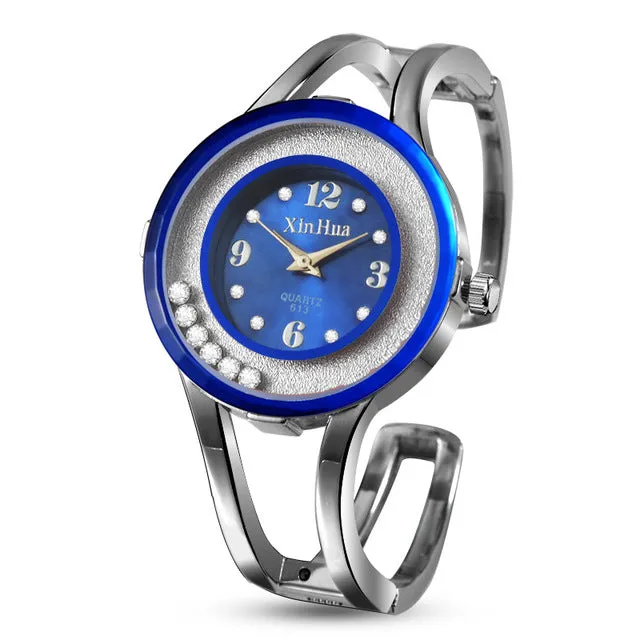 2017 XINHUA Fashion Watches Women Stainless Steel Bracelet Bangle Rhinestone Luxury Party Dress Female Clock Relogios Feminino