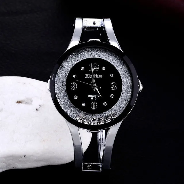 2017 XINHUA Fashion Watches Women Stainless Steel Bracelet Bangle Rhinestone Luxury Party Dress Female Clock Relogios Feminino