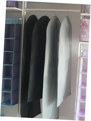 2pcs Black Extra Wide Suit Cover Hanging Garment Bag 60x100cm Easy Clean Prevent Wrinkles