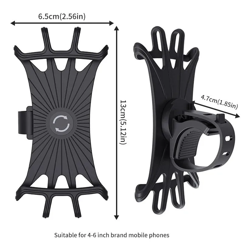 360° Rotary Silicone Phone Holder for Bicycles and Motorcycles - Fits 4-6 inch Devices