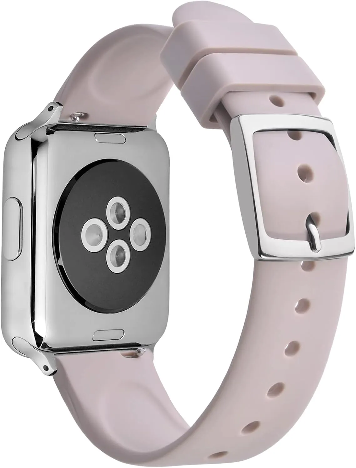 ANNEFIT Silicone Watch Bands, Quick Release Rubber Sport Strap 18mm with Classic Rose Gold Clasp (Light Pink)