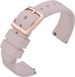 ANNEFIT Silicone Watch Bands, Quick Release Rubber Sport Strap 18mm with Classic Rose Gold Clasp (Light Pink)