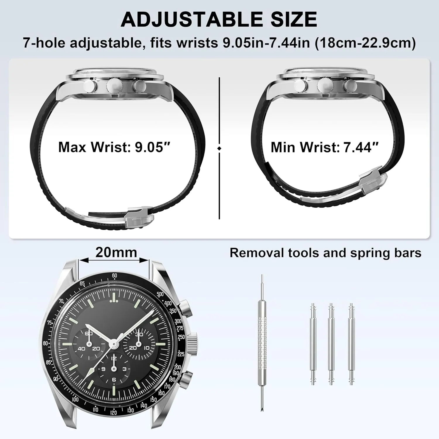 Bands for Omega Seamaster WatchCurved End Rubber Strap Compatible with Omega Rolex Tudor SEIKO 20mm 22mm Watch Seamaster Speedmaster Diver 300M 600M Strap Men Women