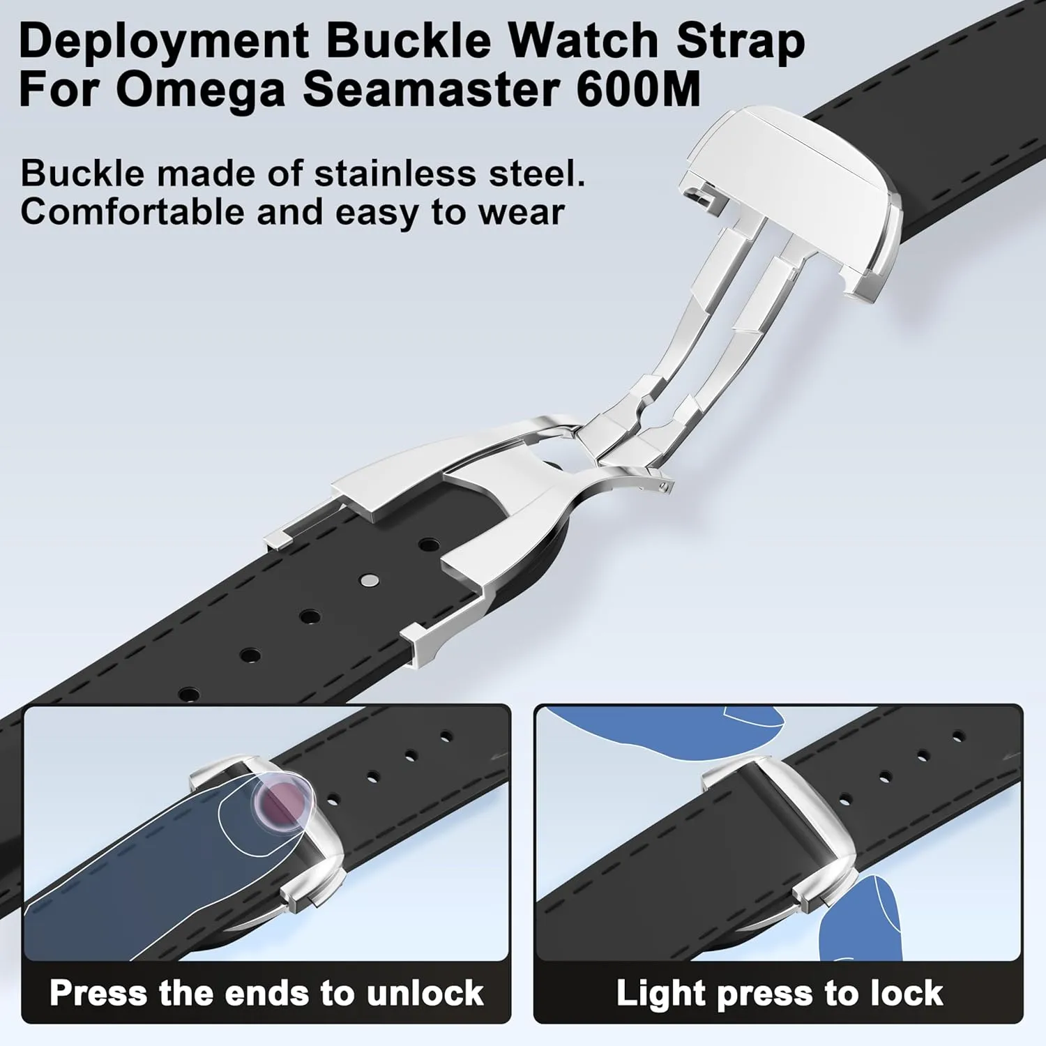 Bands for Omega Seamaster WatchCurved End Rubber Strap Compatible with Omega Rolex Tudor SEIKO 20mm 22mm Watch Seamaster Speedmaster Diver 300M 600M Strap Men Women