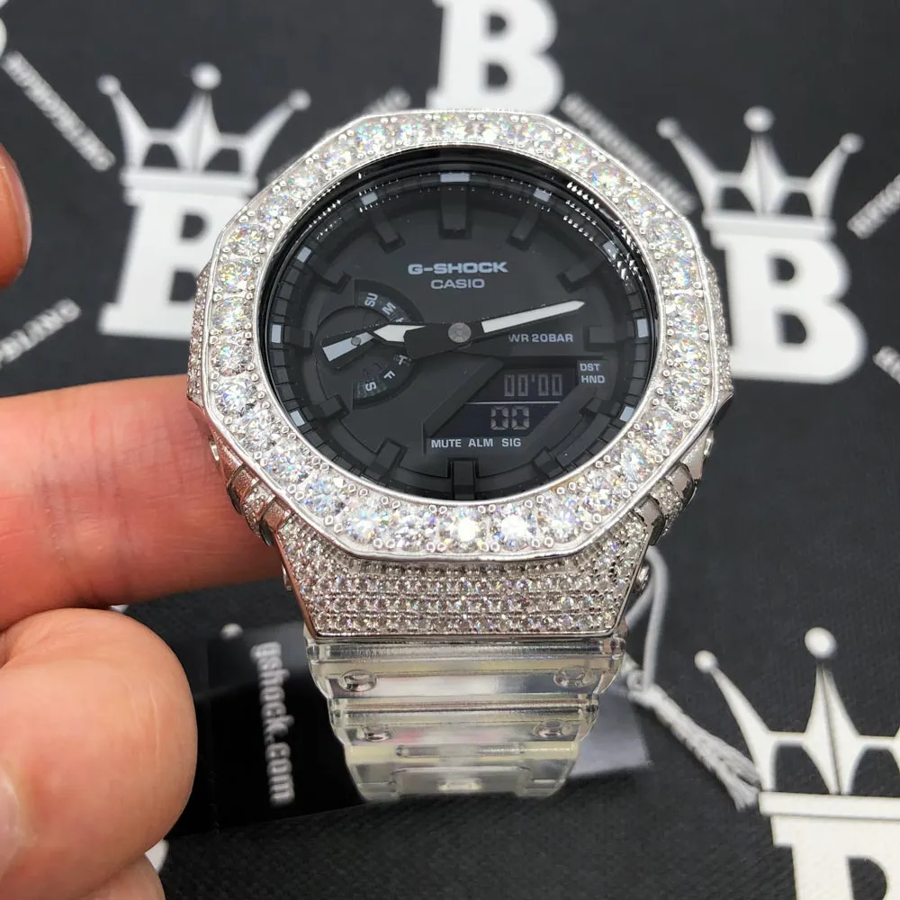 Big Boy Moissanite VVS Iced Out G Shock GA2100 Custom Watch 8.50 Carat
