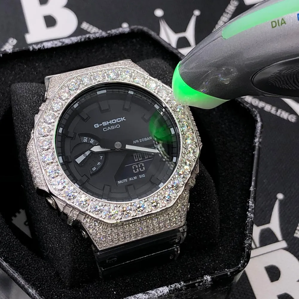Big Boy Moissanite VVS Iced Out G Shock GA2100 Custom Watch 8.50 Carat
