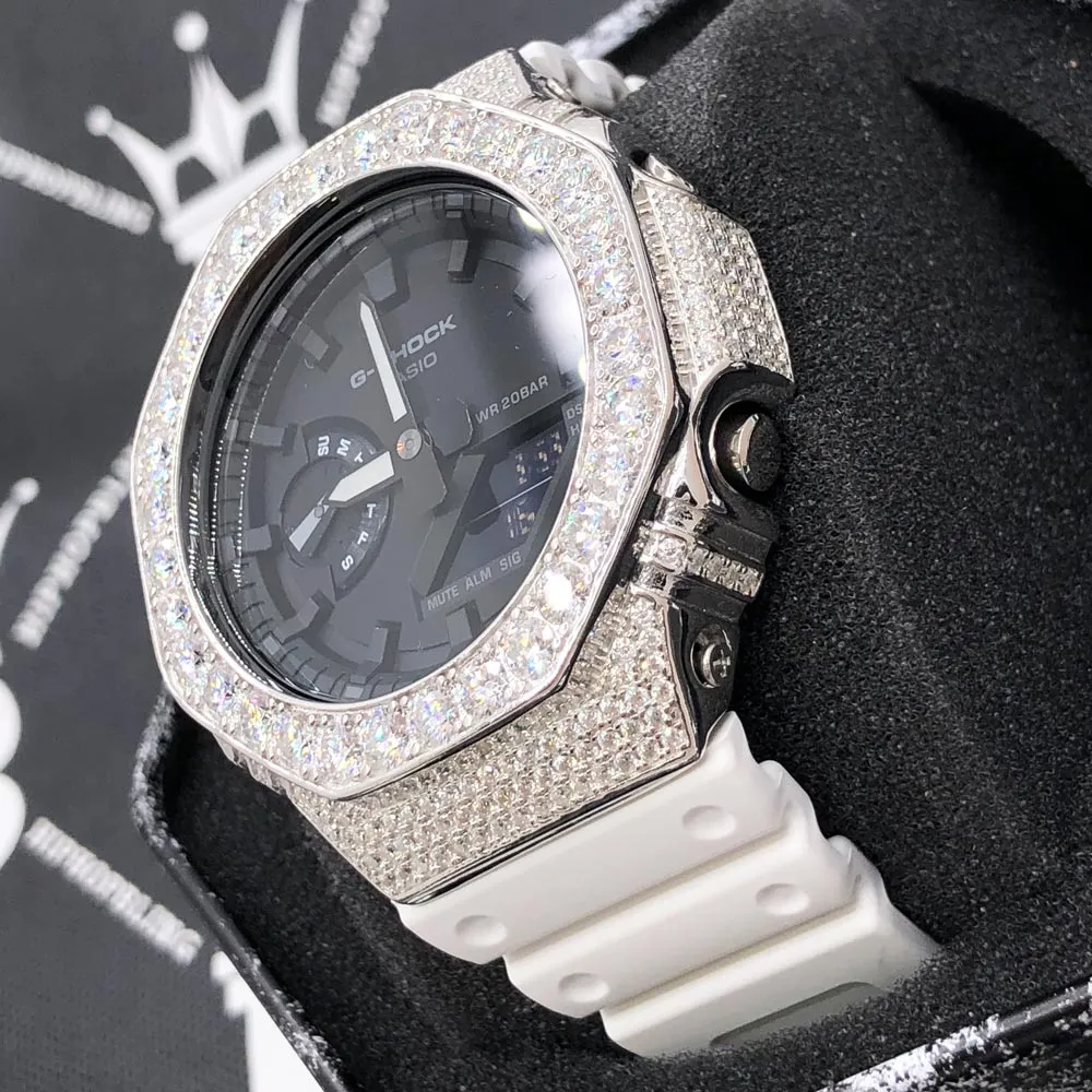 Big Boy Moissanite VVS Iced Out G Shock GA2100 Custom Watch 8.50 Carat