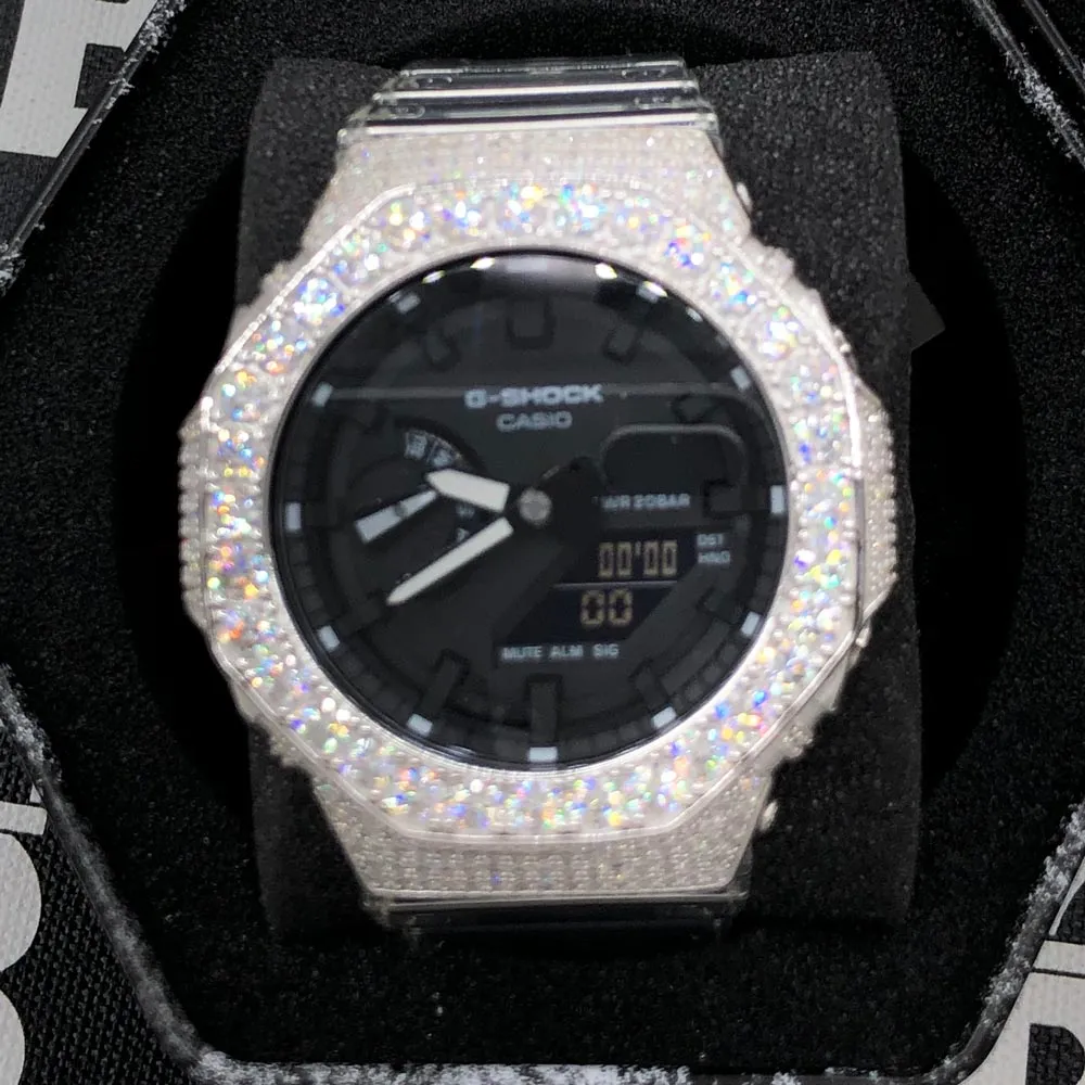 Big Boy Moissanite VVS Iced Out G Shock GA2100 Custom Watch 8.50 Carat