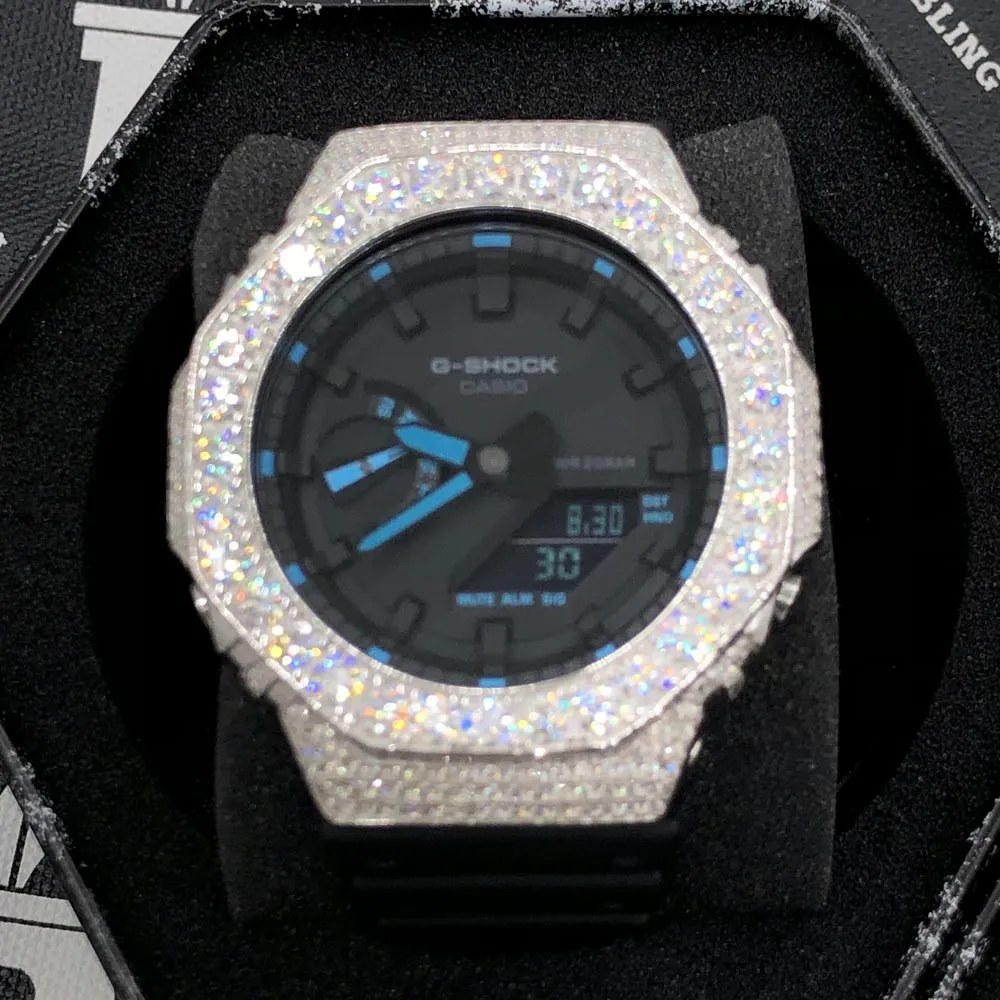 Big Boy Moissanite VVS Iced Out G Shock GA2100 Custom Watch 8.50 Carat