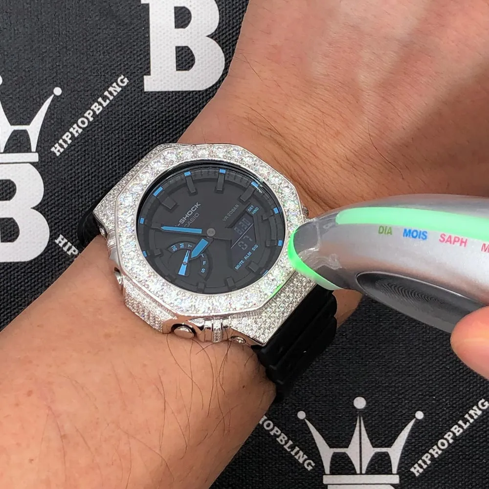 Big Boy Moissanite VVS Iced Out G Shock GA2100 Custom Watch 8.50 Carat