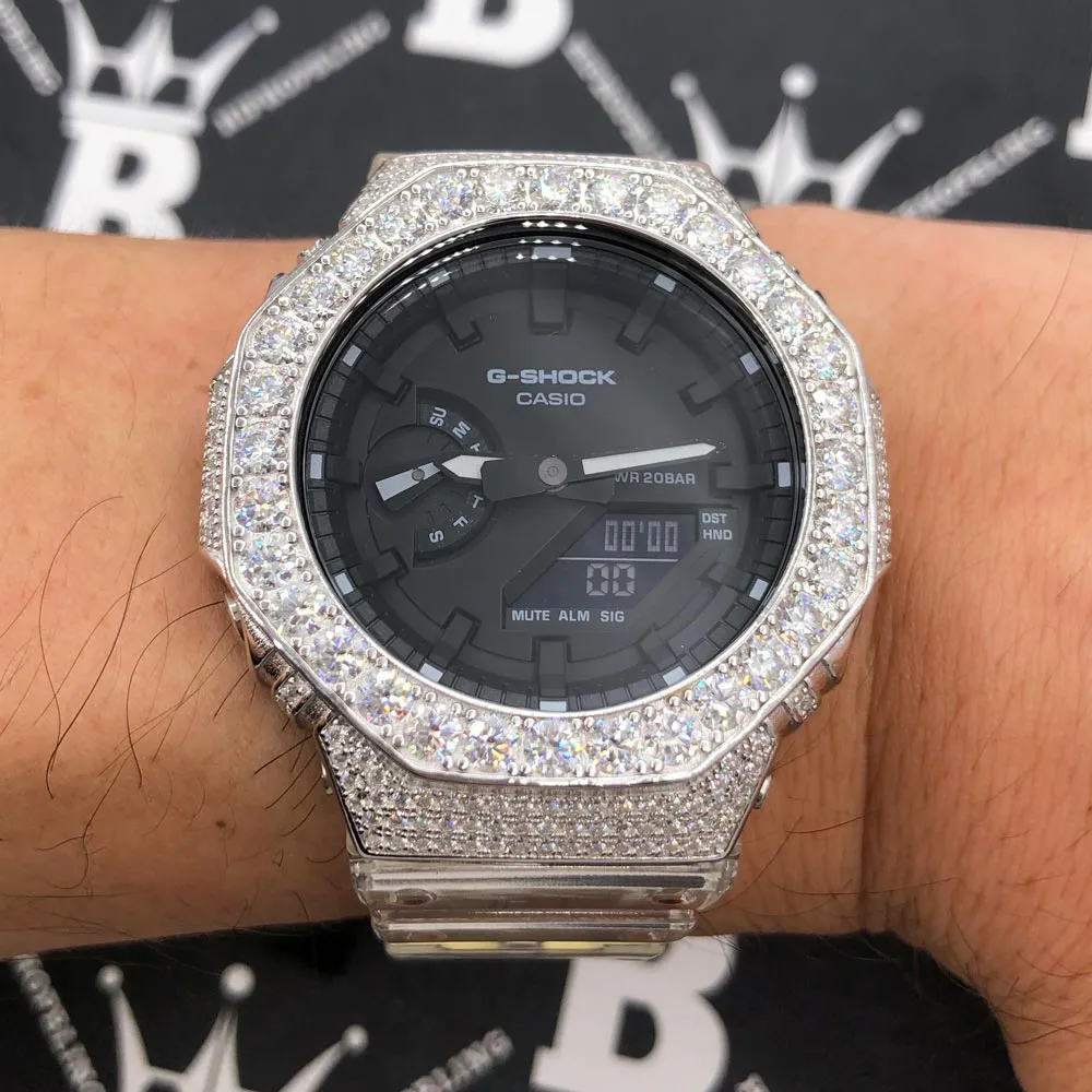 Big Boy Moissanite VVS Iced Out G Shock GA2100 Custom Watch 8.50 Carat