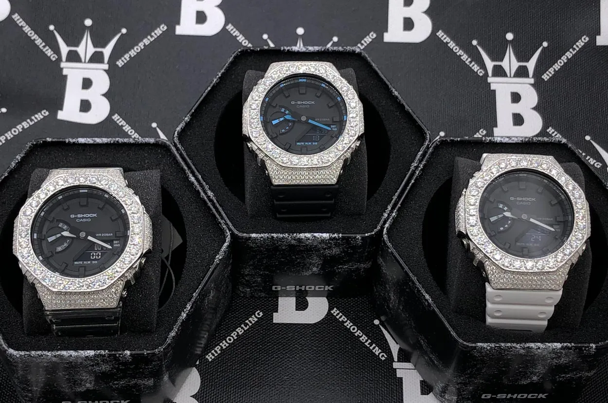 Big Boy Moissanite VVS Iced Out G Shock GA2100 Custom Watch 8.50 Carat
