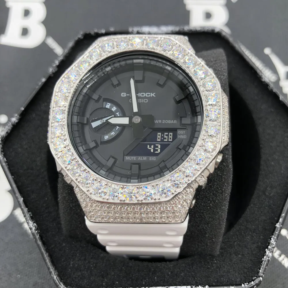 Big Boy Moissanite VVS Iced Out G Shock GA2100 Custom Watch 8.50 Carat