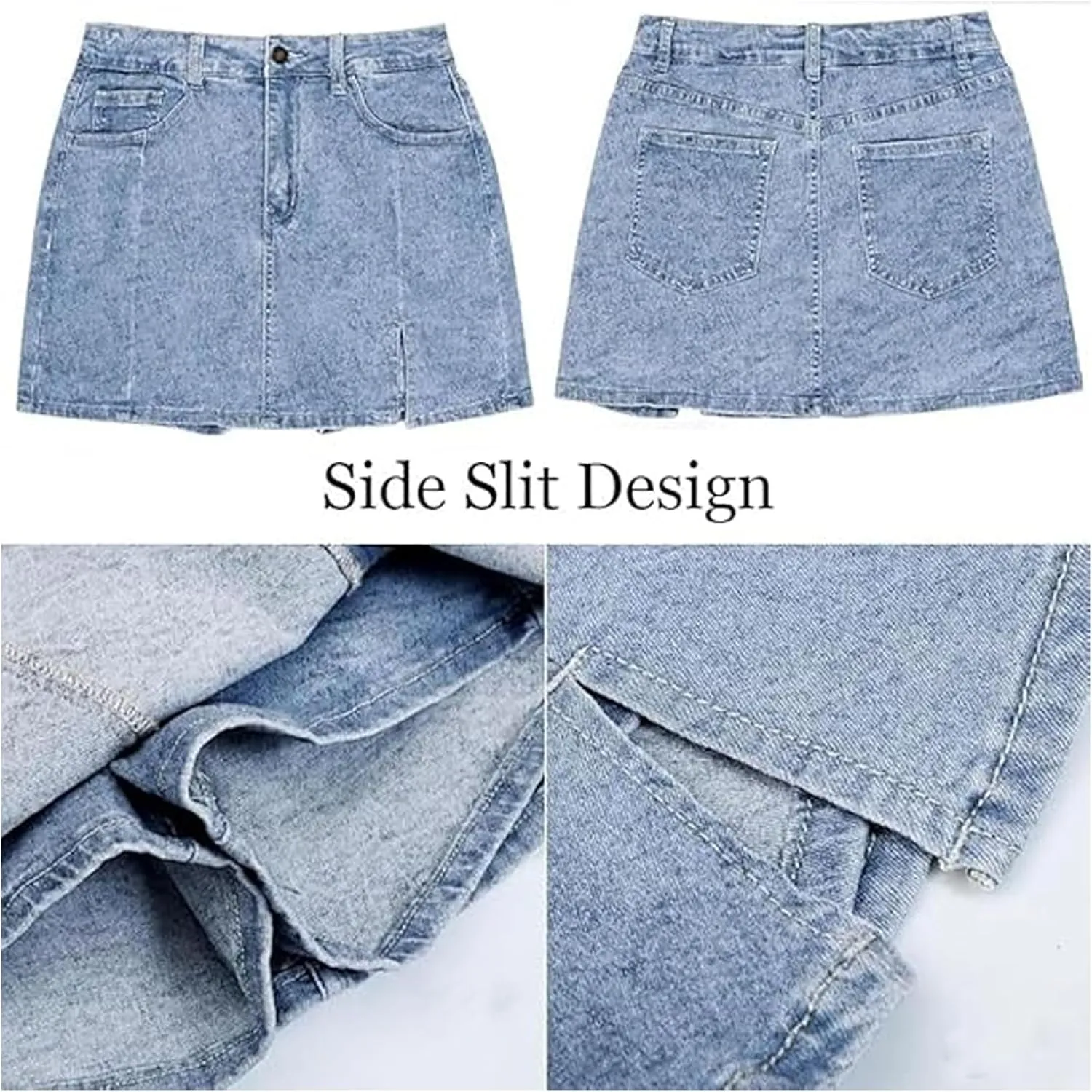 Bloomy Jean Skorts,Woman High Waisted Casual Stretchy Denim Skirt Side Split Mini Skirts, Bloomy Skorts
