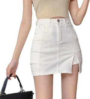Bloomy Skorts, Bloomy Jean Skorts Women High Waisted Casual Stretchy Denim Skirt Side Split Mini Skirts