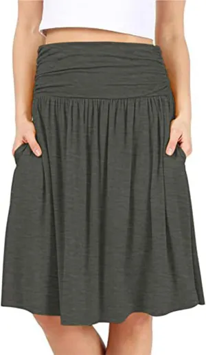 Boho Maxi Skirts for Women High Waisted Pleated Ruffle Swing Skirts with Pockets Summer Beach Vacation Clothes 2025