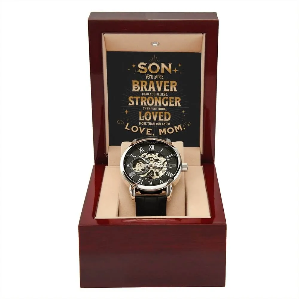 Braver Stronger Loved-Men's Openwork Watch