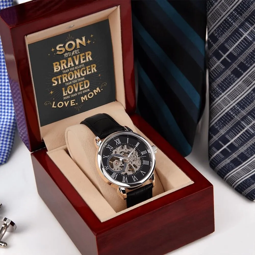 Braver Stronger Loved-Men's Openwork Watch