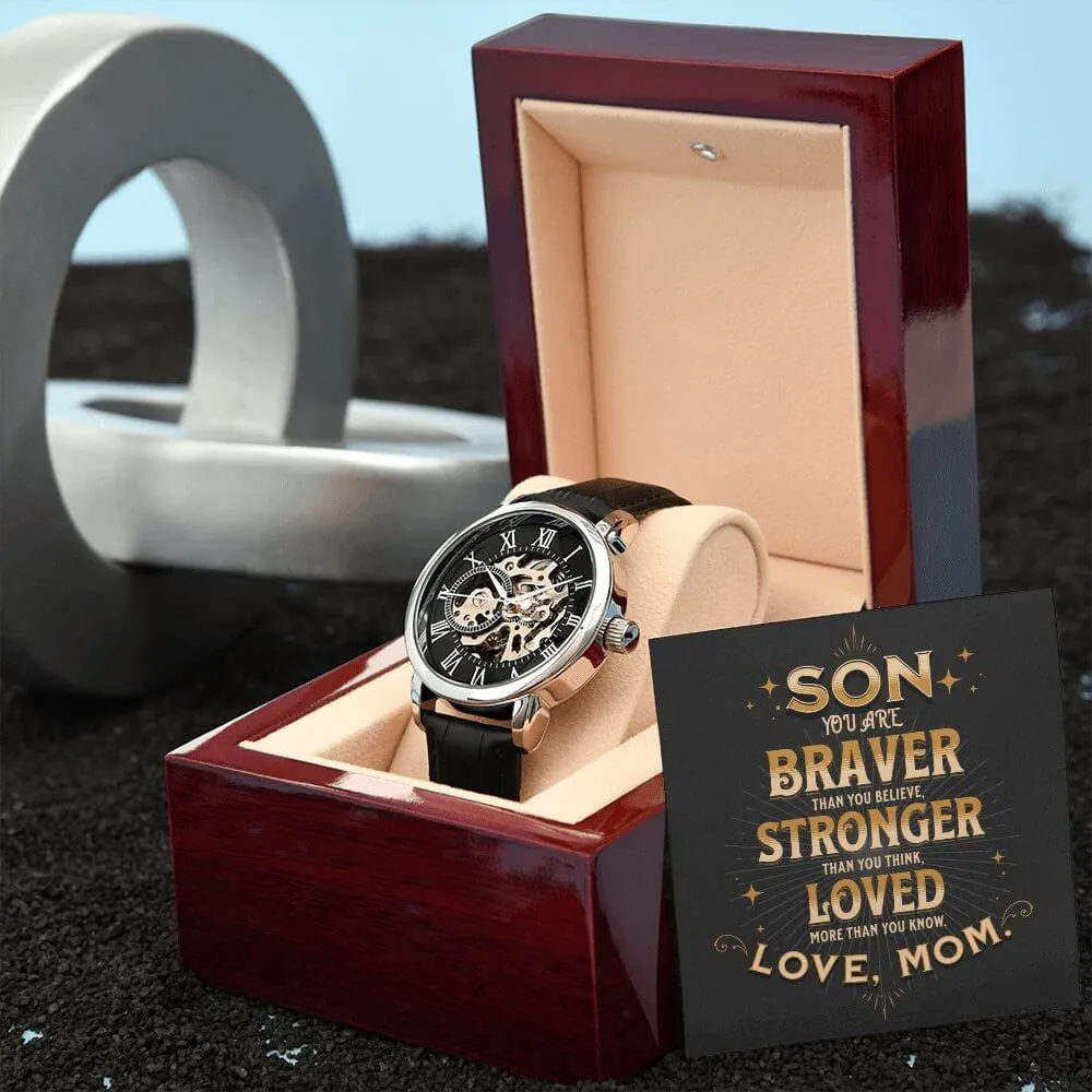 Braver Stronger Loved-Men's Openwork Watch