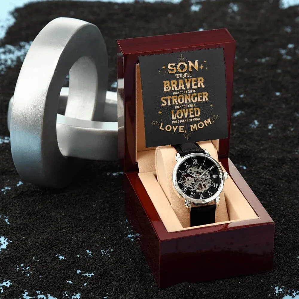Braver Stronger Loved-Men's Openwork Watch