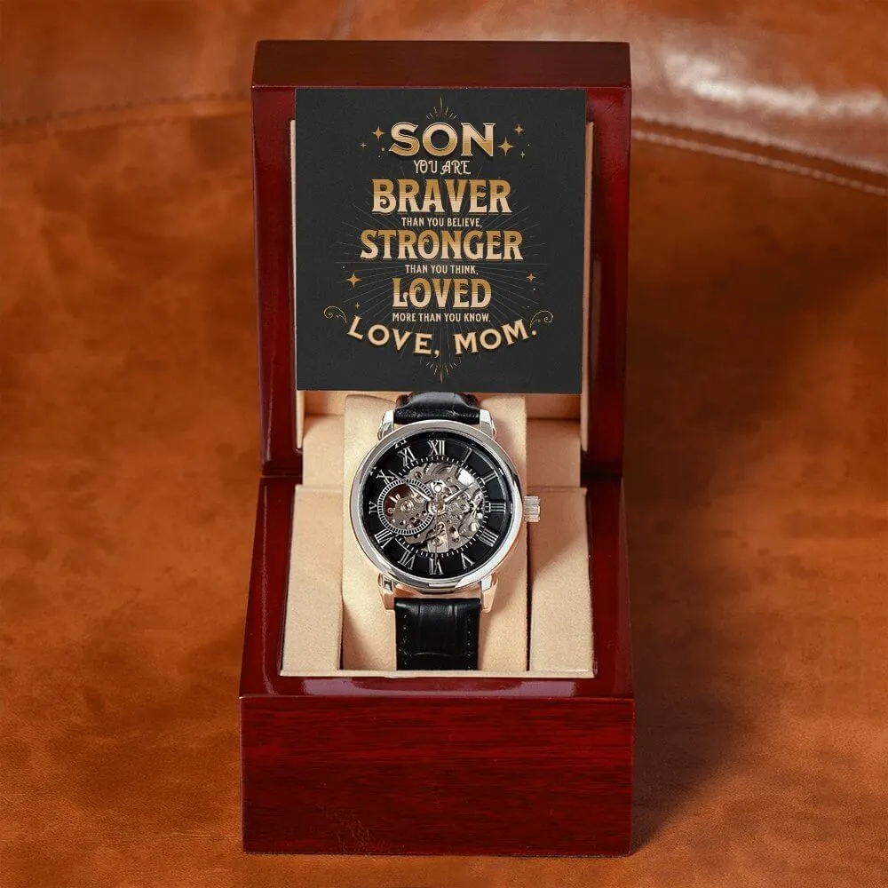 Braver Stronger Loved-Men's Openwork Watch