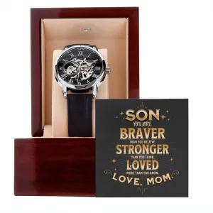 Braver Stronger Loved-Men's Openwork Watch