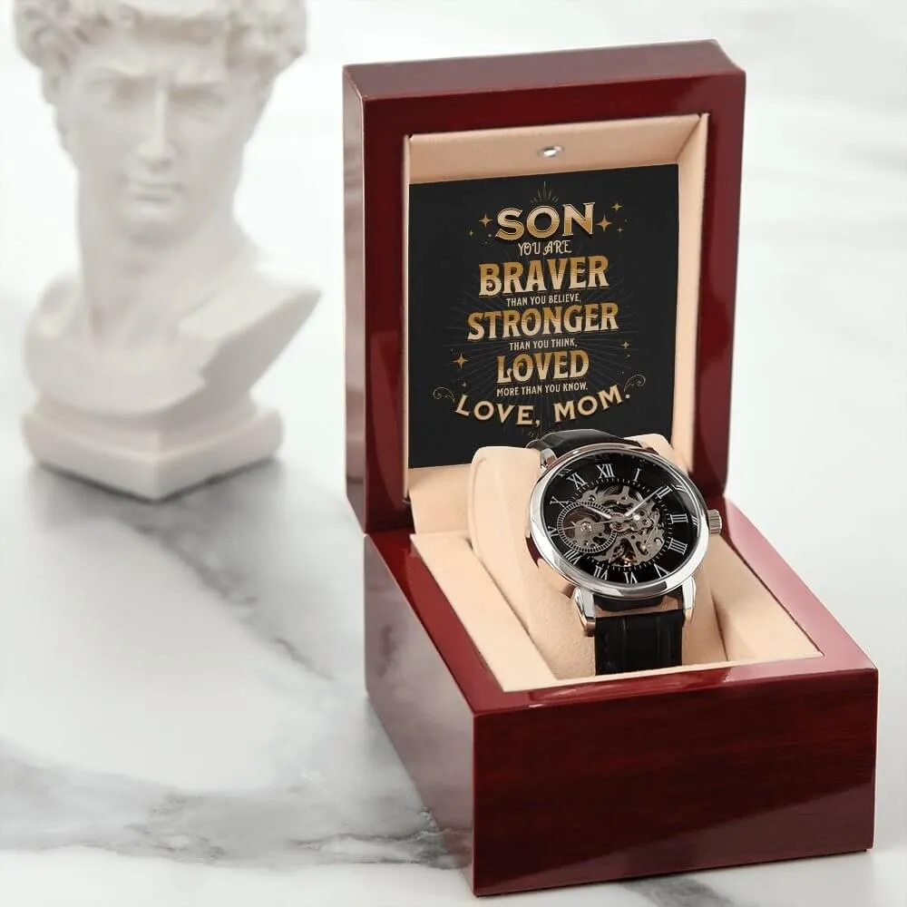 Braver Stronger Loved-Men's Openwork Watch