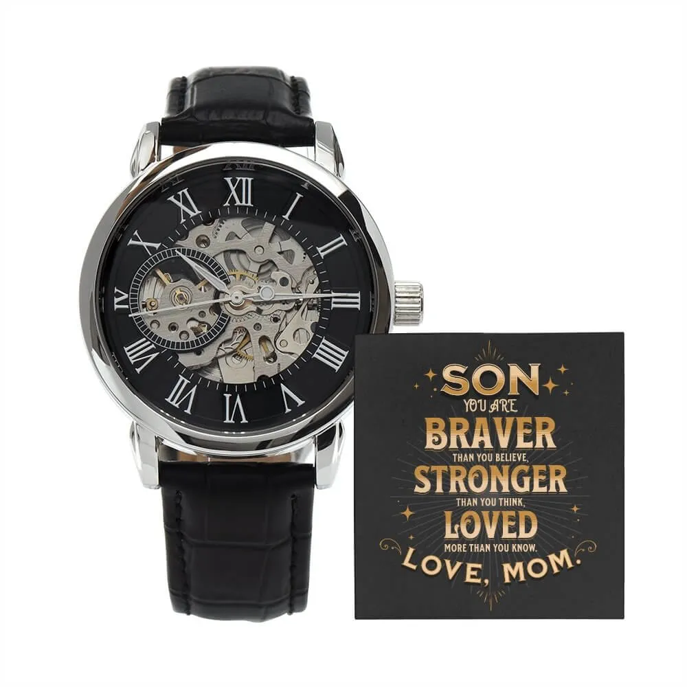 Braver Stronger Loved-Men's Openwork Watch