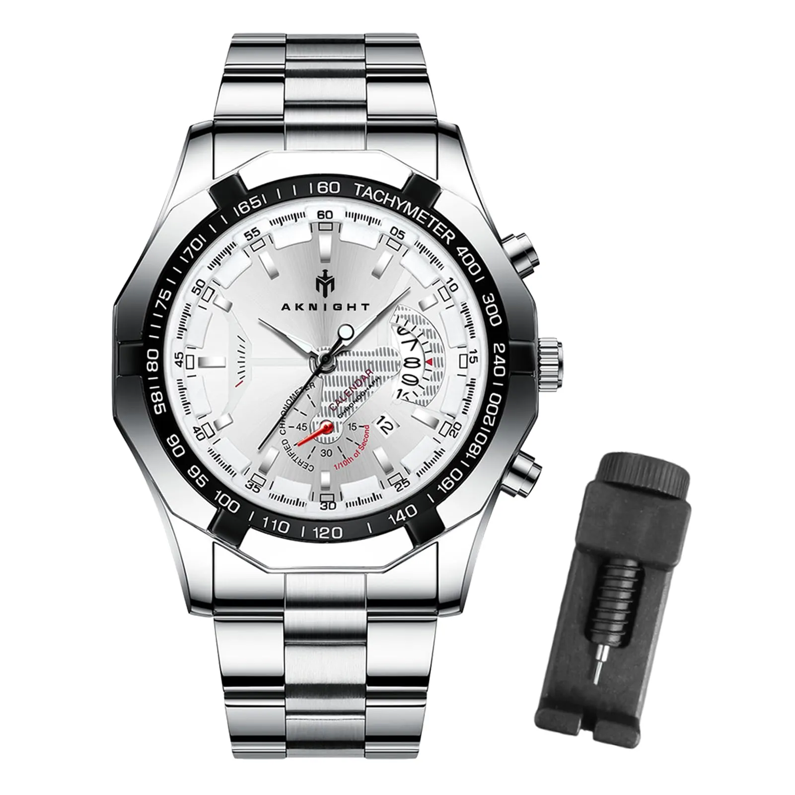 BY BENYAR AKNIGHT Watches for Men Quartz Movement Watch，Waterproof Luminous Men's Watch, Stainless Steel Strap Business Watches