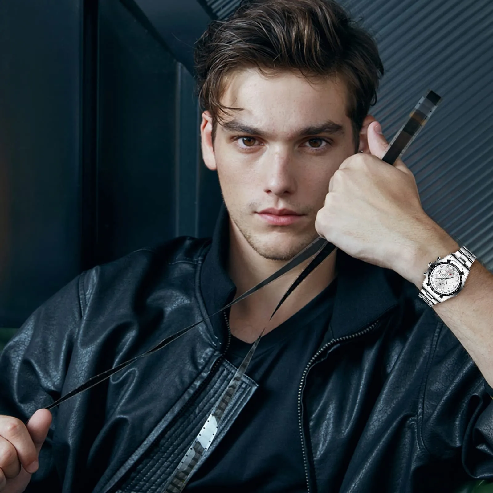 BY BENYAR AKNIGHT Watches for Men Quartz Movement Watch，Waterproof Luminous Men's Watch, Stainless Steel Strap Business Watches