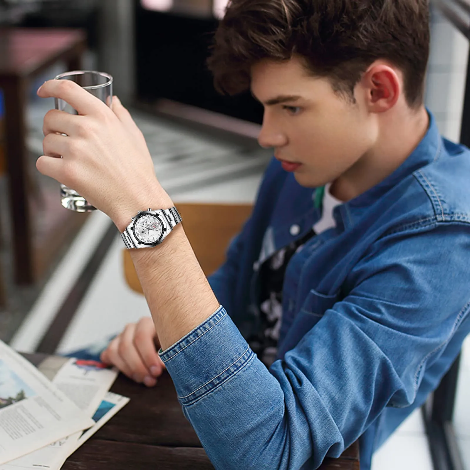 BY BENYAR AKNIGHT Watches for Men Quartz Movement Watch，Waterproof Luminous Men's Watch, Stainless Steel Strap Business Watches