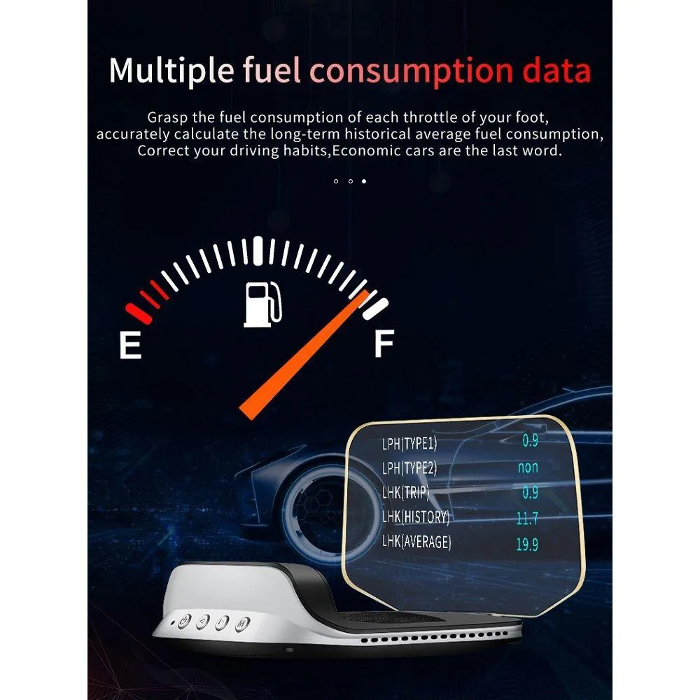 Car Head Up Display Hud Overspeed Temp Voltage Engine Failure Fatigue Reminder Navigation