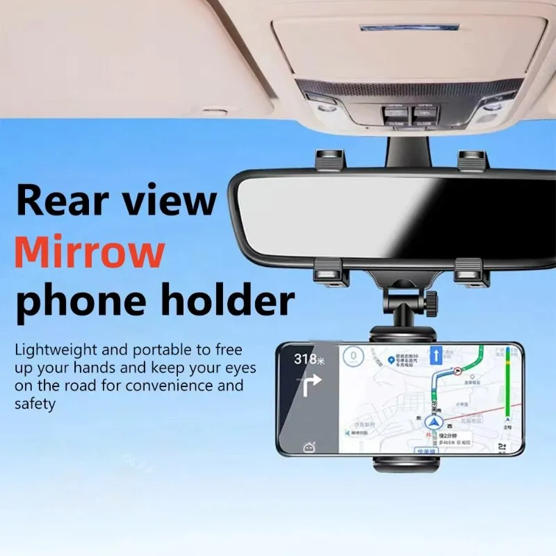Car Phone Holder Rearview Mirror Mount Car Phone Bracket Navigation Gps Stand Foldable Adjustment Holder Car Cell Phone Support
