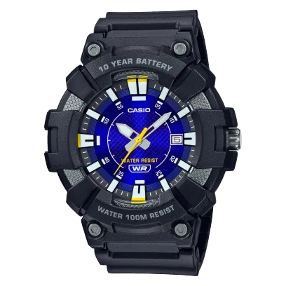 Casio Men's Watch Analog, Blue Dial Black Resin Strap,MW-610H-2AVDF