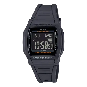 Casio Men's Watch Digital, Black Dial Black Resin Strap, W-201-1BVDF