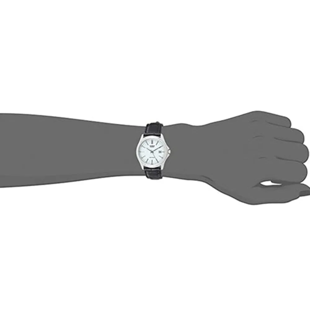 Casio Mens White Dial Black Band Stainless steel Quartz Watch - MTP-1183E-7ADF