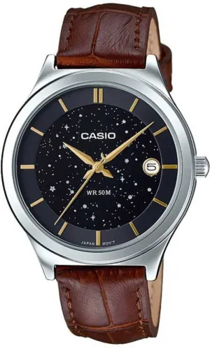 Casio, Women’s Watch Fashion Collection Analog, Black Dial Brown leather Band, LTP-E141L-1AVDF