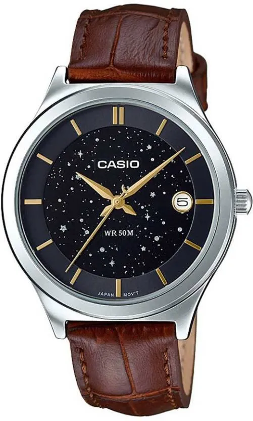 Casio, Women’s Watch Fashion Collection Analog, Black Dial Brown leather Band, LTP-E141L-1AVDF