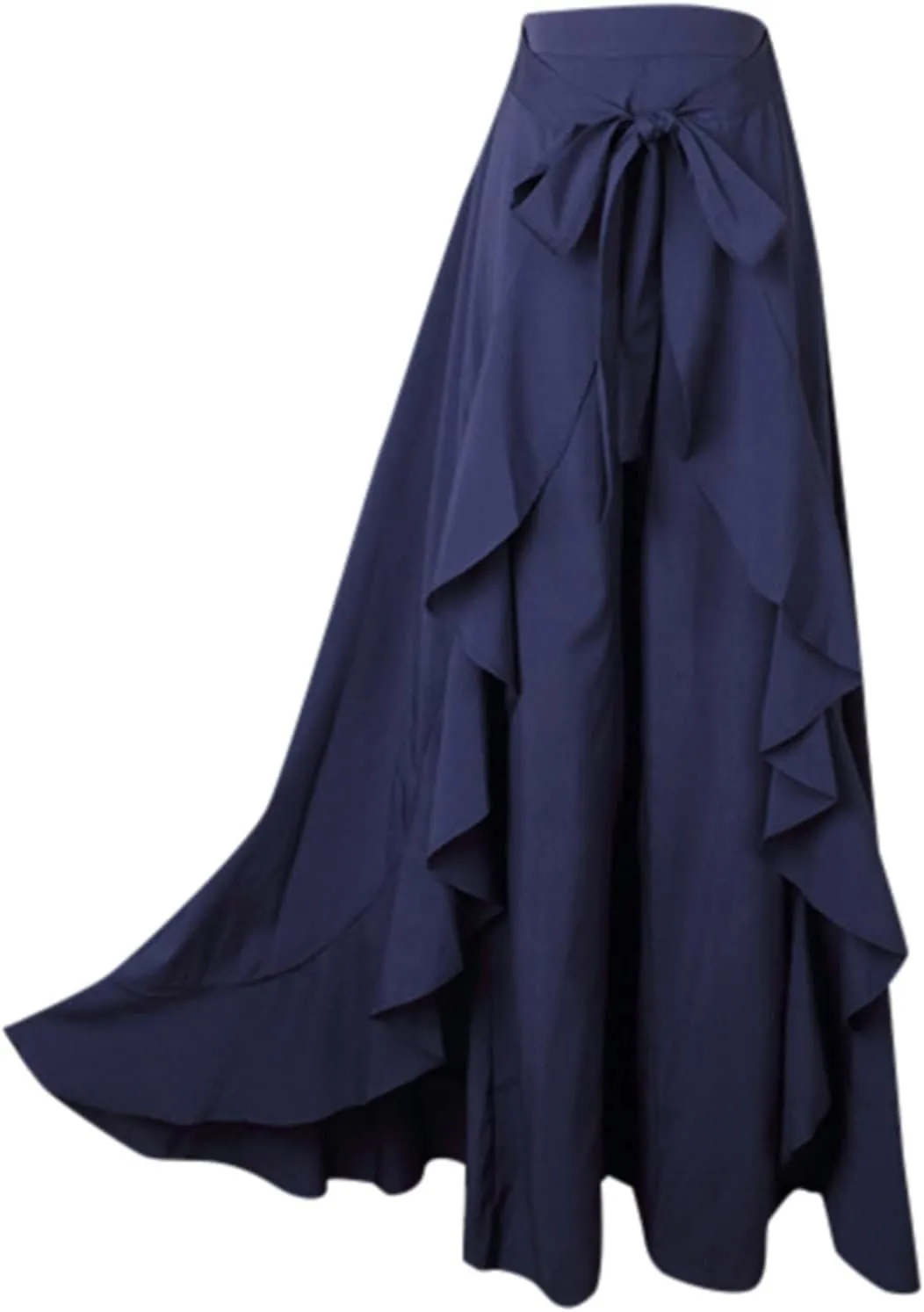Casual Skirts for Women's Plus Size Solid Long Skirts Casual High Waisted Flare Hem High Waist Midi Bow Pleated Skirt