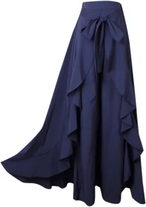 Casual Skirts for Women's Plus Size Solid Long Skirts Casual High Waisted Flare Hem High Waist Midi Bow Pleated Skirt