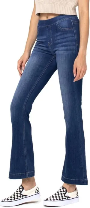 Cello Jeans Women's Mid Rise Easy Flare Pull On Jeggings