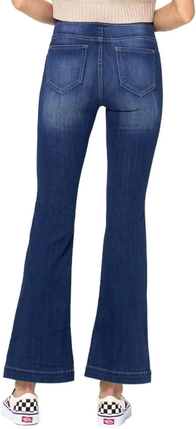 Cello Jeans Women's Mid Rise Easy Flare Pull On Jeggings
