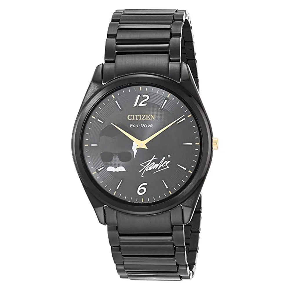 Citizen Mens Eco-Drive Black Dial Band Stainless Steel Quartz Watch - AR3077-56W