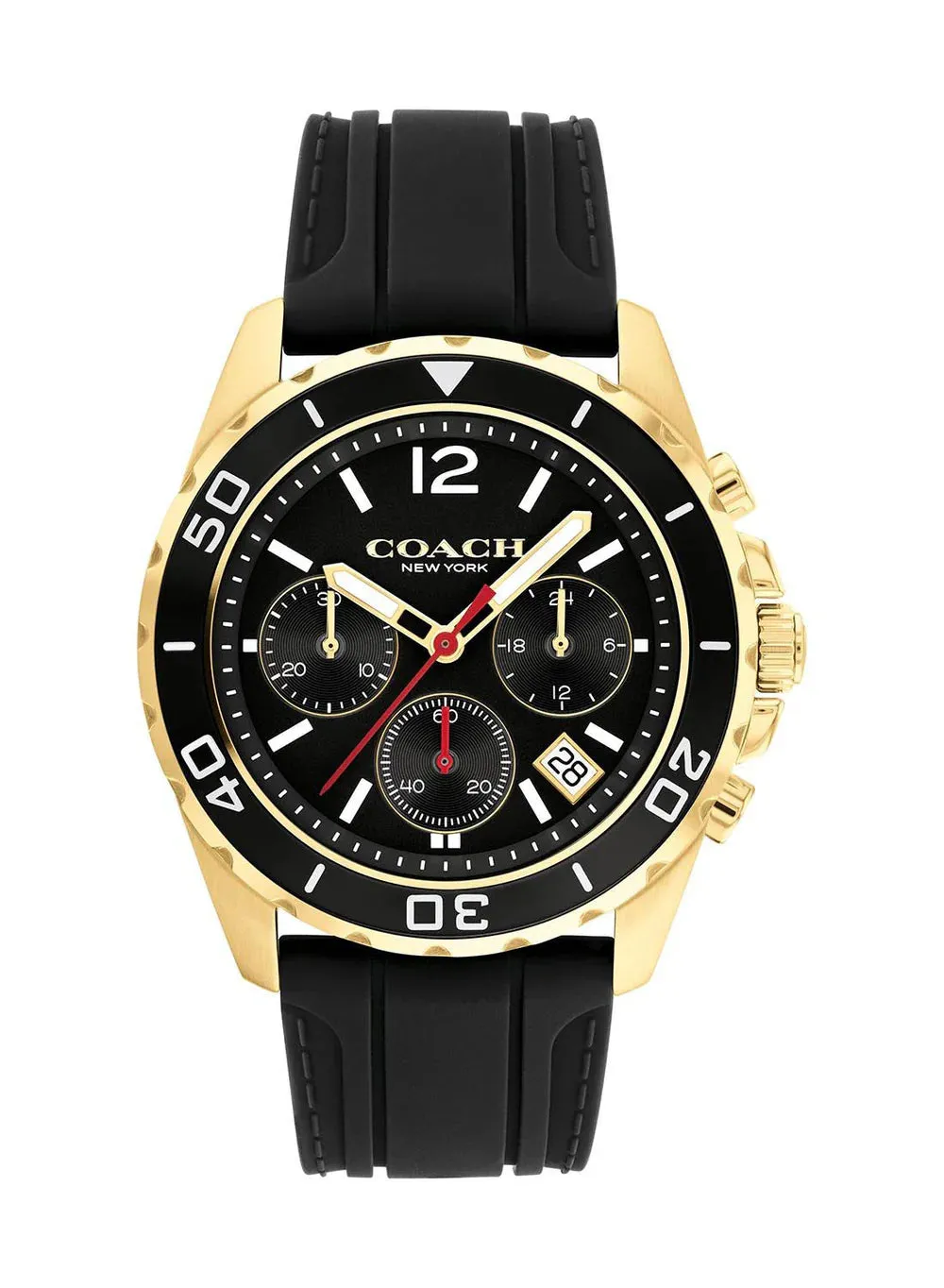 Coach KENT BLACK SILICON STRAP GOLD MEN'S WATCH 14602564