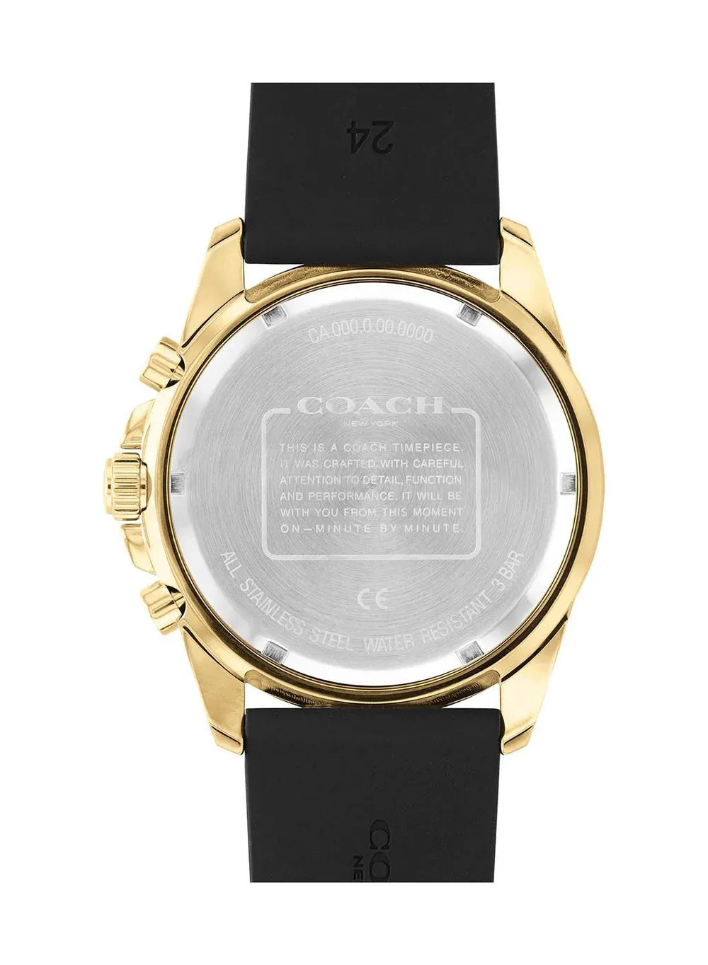 Coach KENT BLACK SILICON STRAP GOLD MEN'S WATCH 14602564