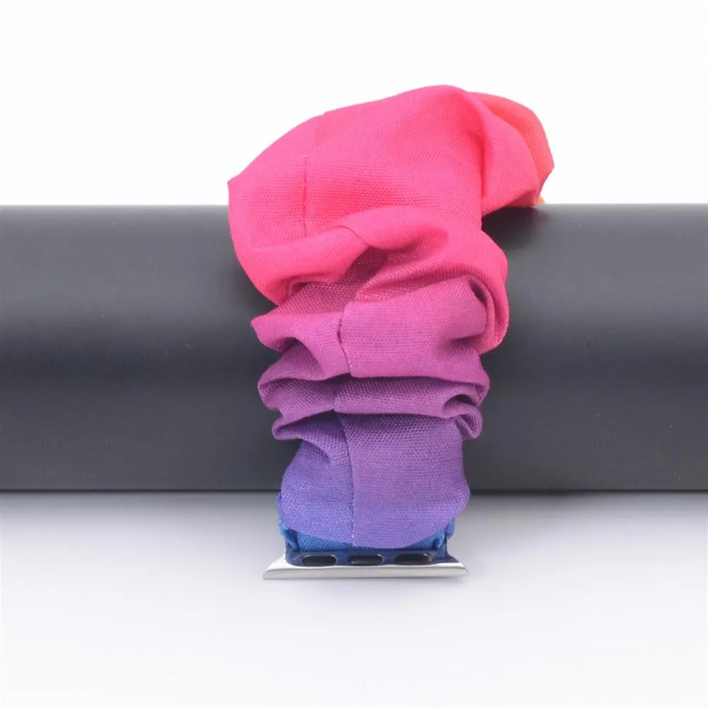 Colorful Scruhchy Fabric Cloth for iWatch SE 6 38 40 42 44mm Sport Elastic Loop Strap for Apple Scruhchie Watch Band