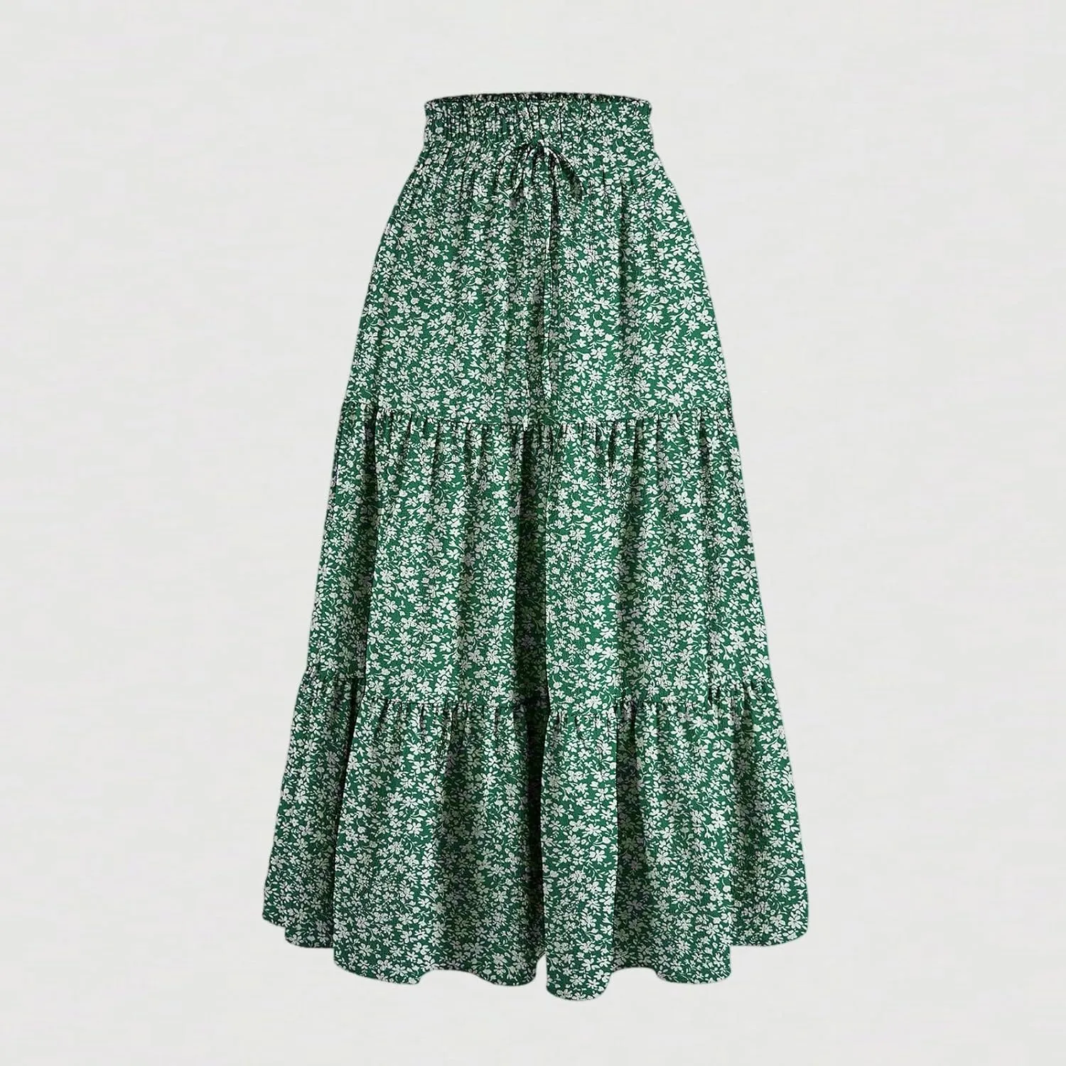COTECRAM Womens Boho Floral Print Skirt Trendy Pleated A-Line Skirts Casual Flowy Swing Midi Skirts Beach Vacation Clothes